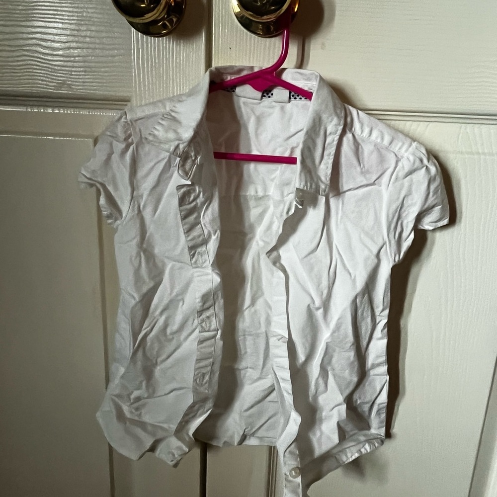 White Short Sleeve Button-Up Shirt